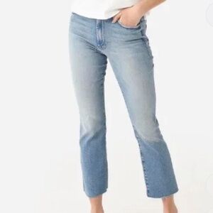 MOTHER Blue Ankle Cropped Jeans with Two-Tone Design